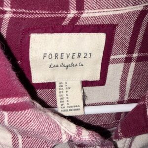 Forever 21 Burgundy and Cream Checkered Flannel